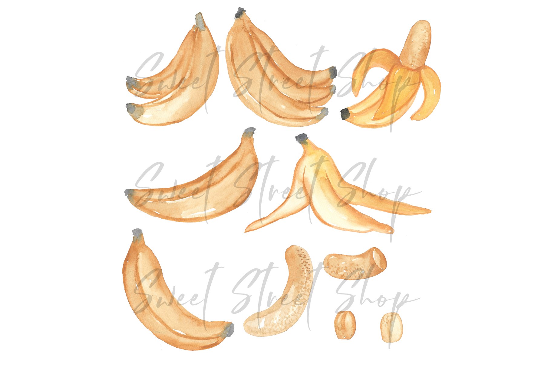 Banana Watercolor Clipart Fruit preview image.