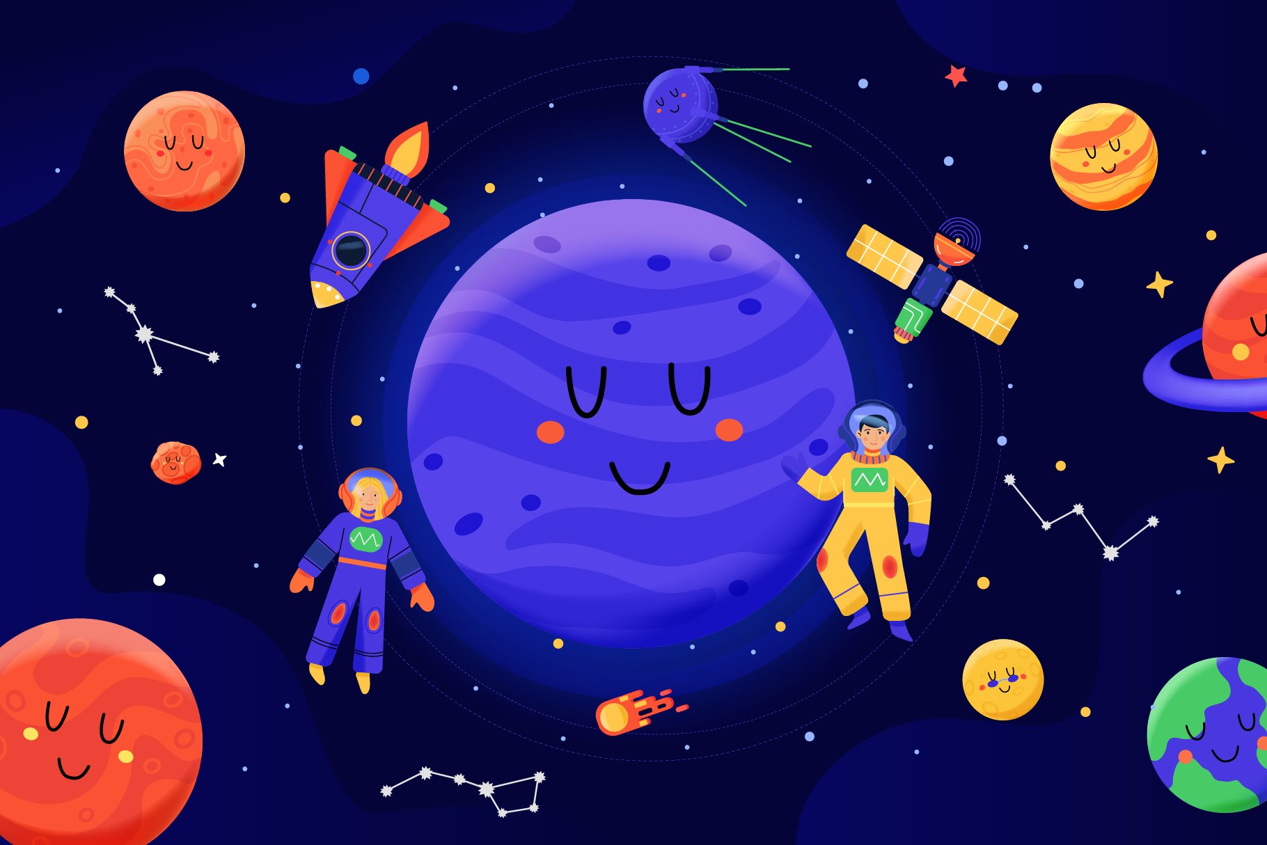 Space - children's cartoon set preview image.