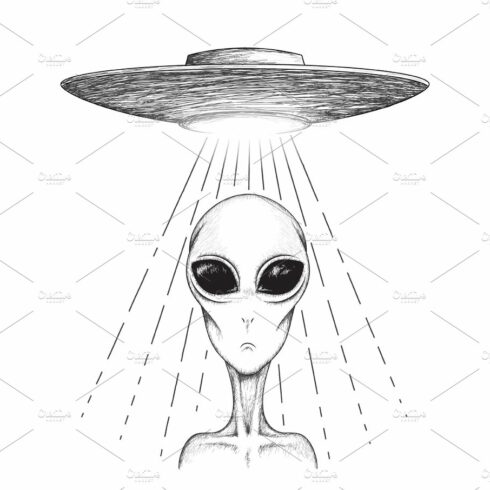 alien teleports from UFO cover image.