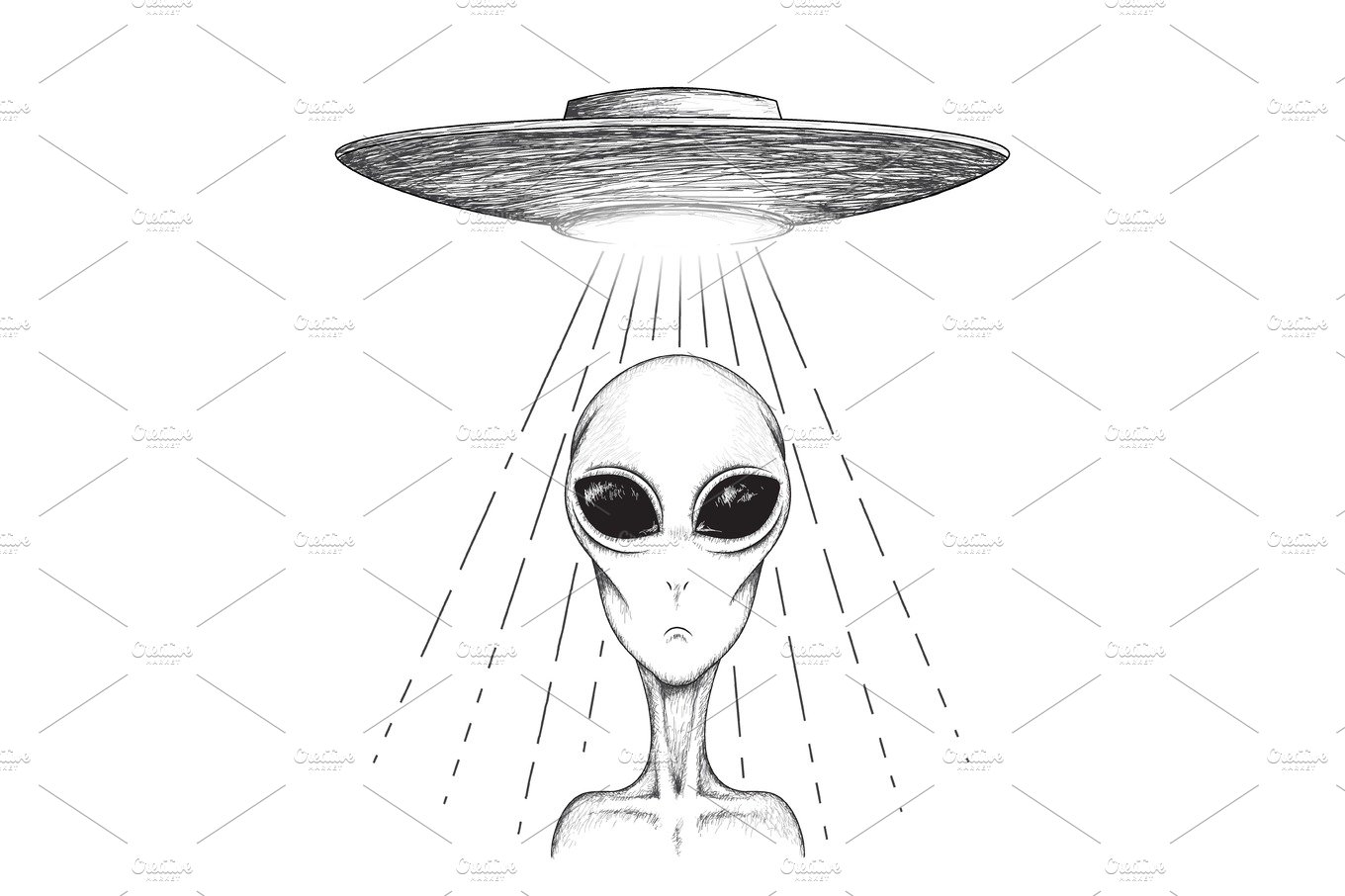 alien teleports from UFO cover image.