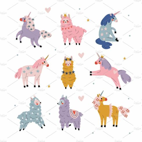 Cute Llamas and Unicorns Set cover image.