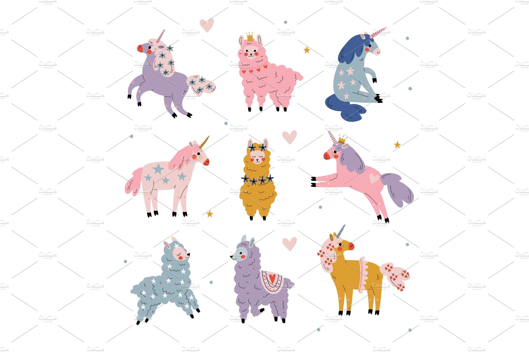 Cute Llamas and Unicorns Set cover image.