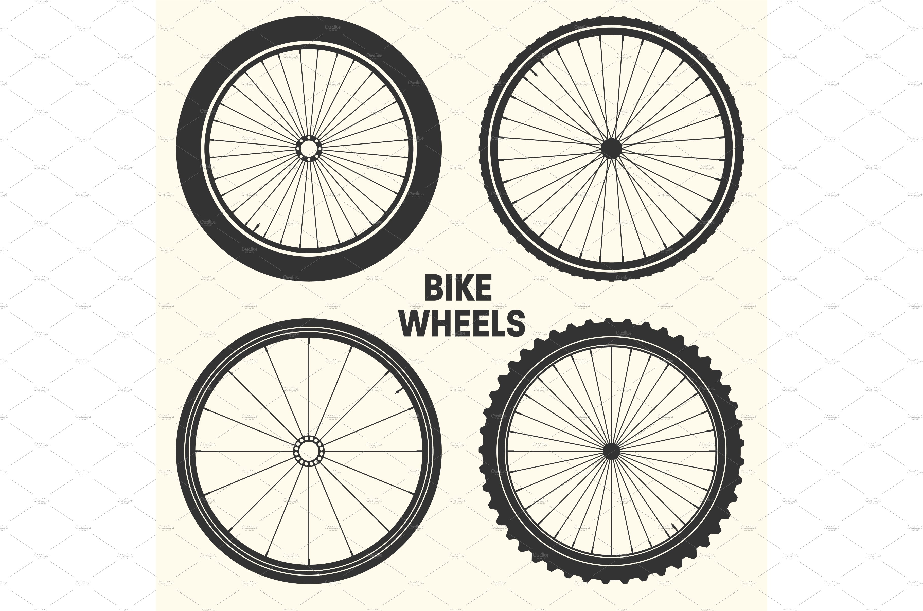 Bicycle wheel symbol vector cover image.