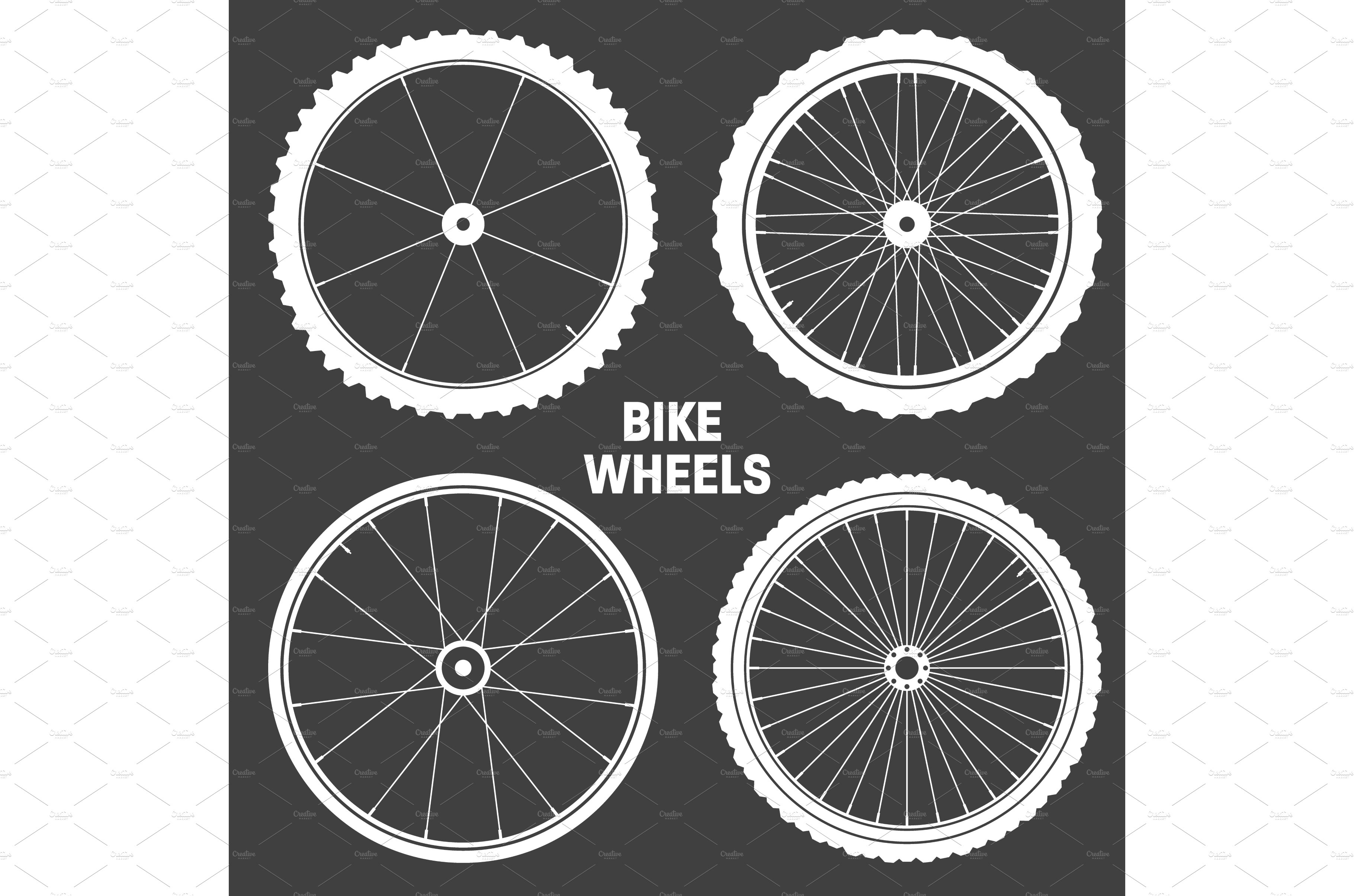 White bicycle wheel symbols cover image.