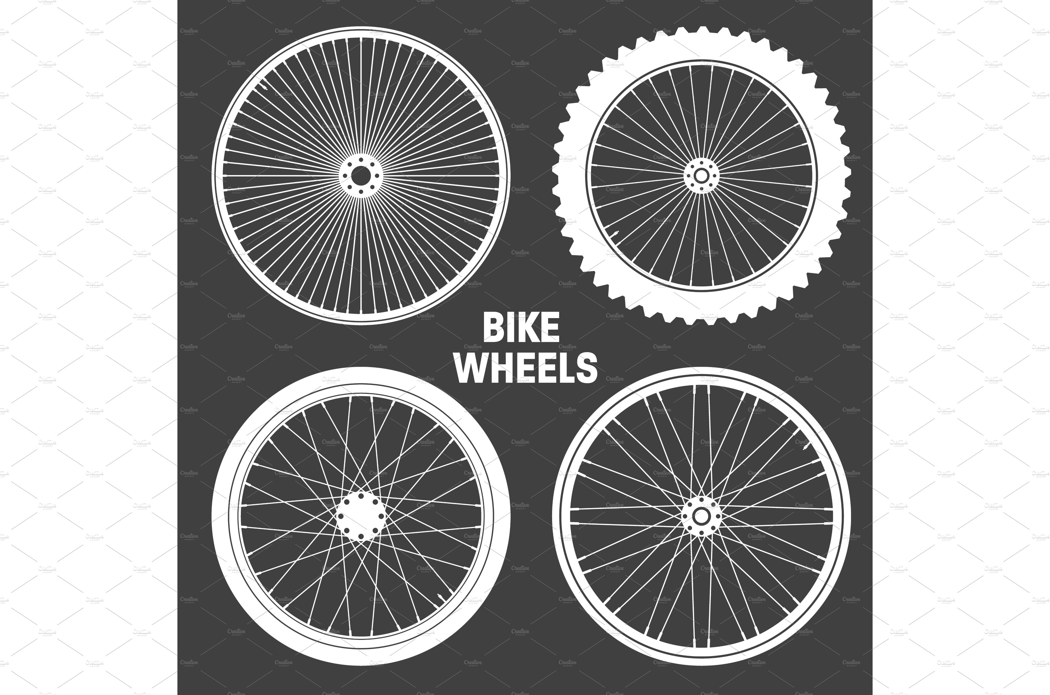 White bicycle wheel symbols cover image.