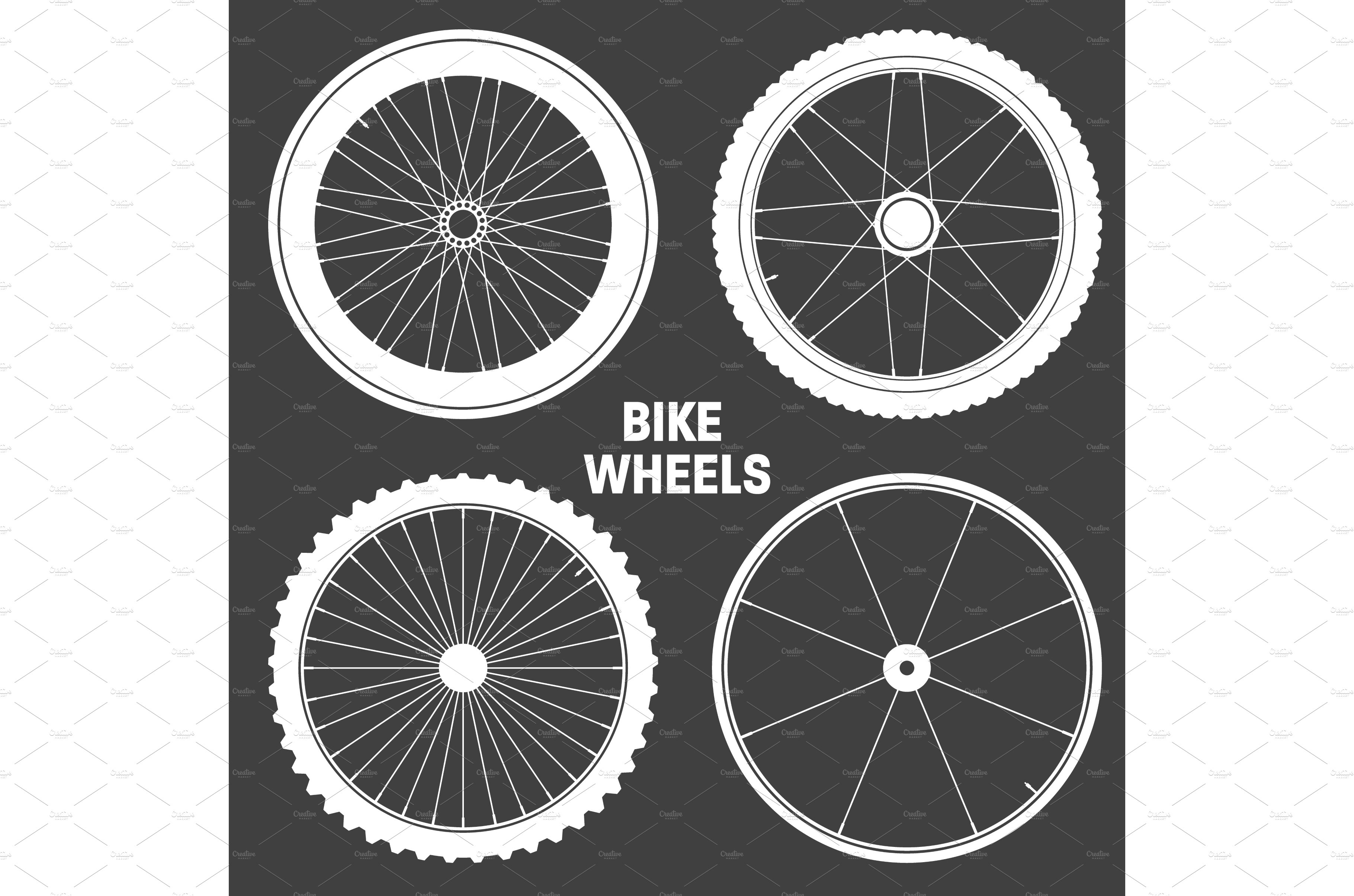 White bicycle wheel symbols cover image.