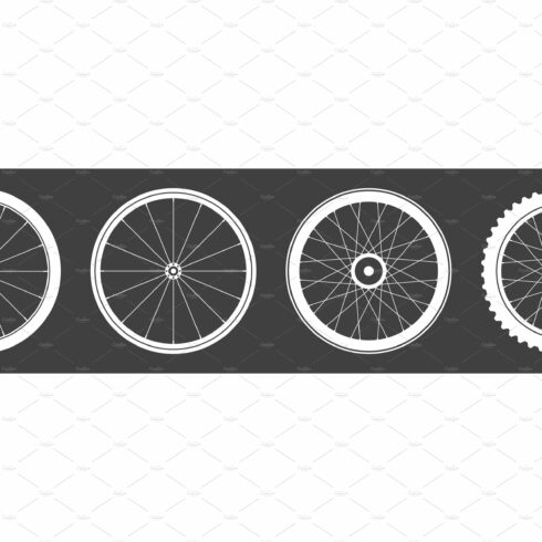 Black bicycle wheel symbols cover image.