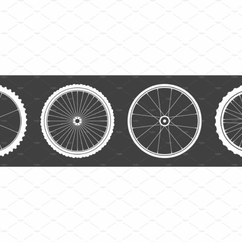 Black bicycle wheel symbols cover image.