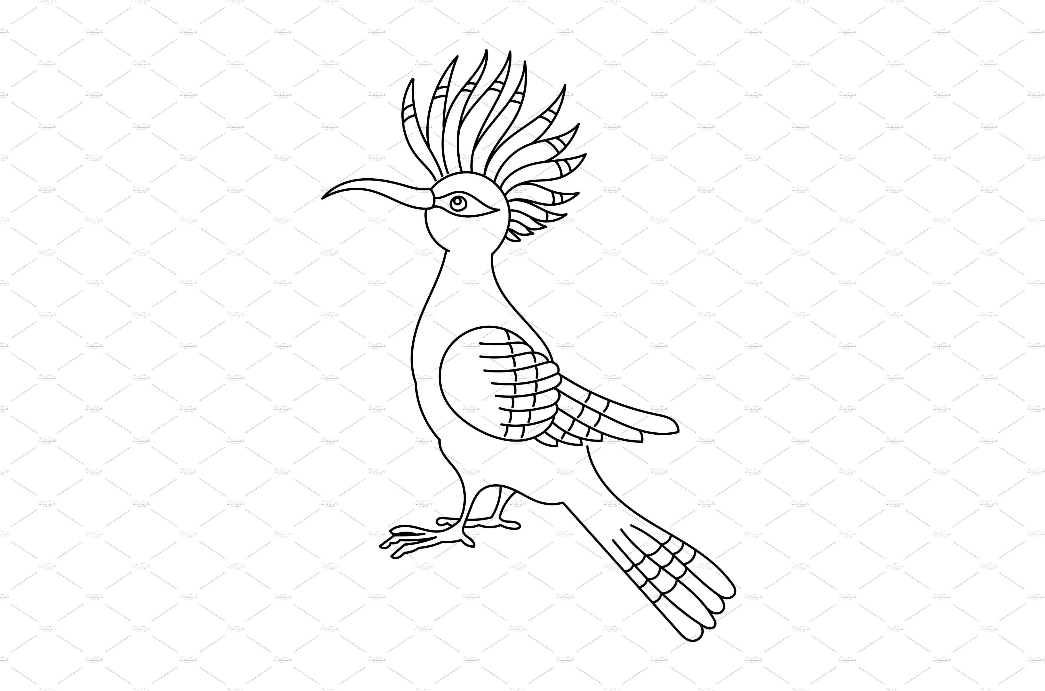 Hoopoe bird. Editable outline stroke cover image.