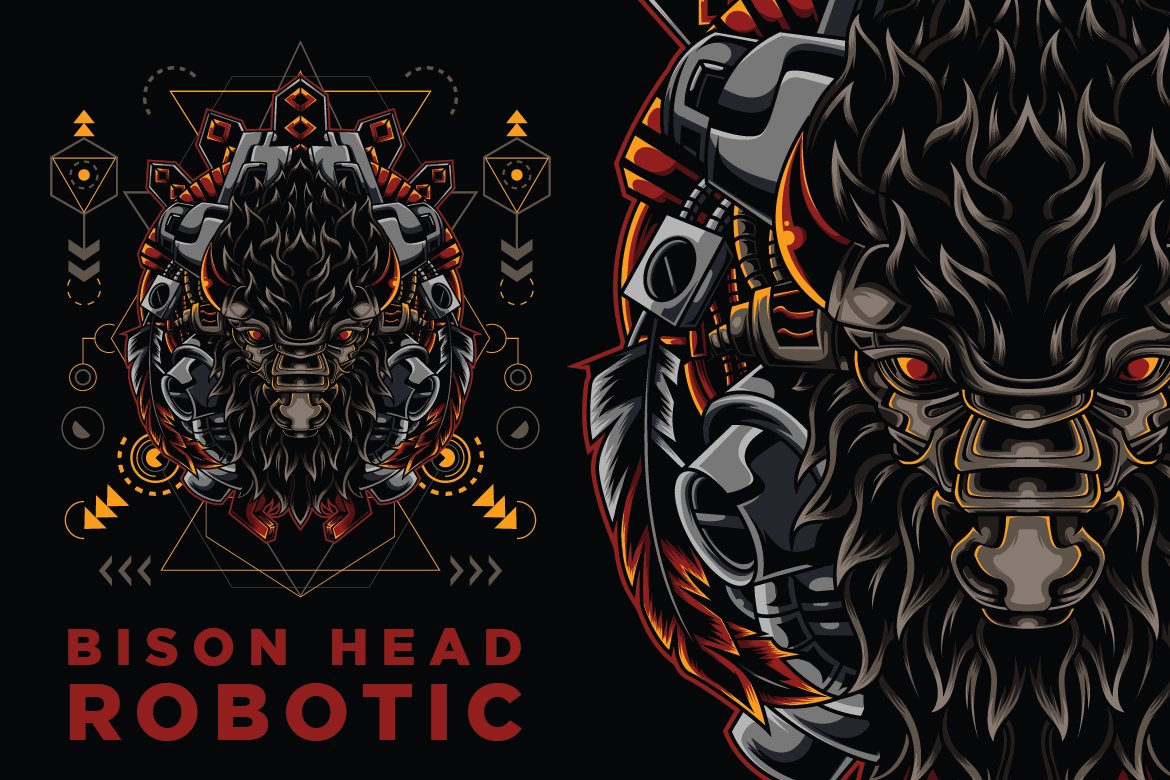 Bison Head Robotic Vector cover image.