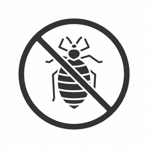 Stop bed bug sign glyph icon cover image.