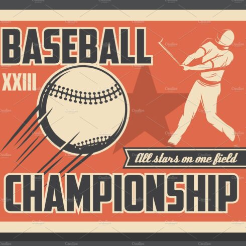 Baseball sport retro invitation cover image.