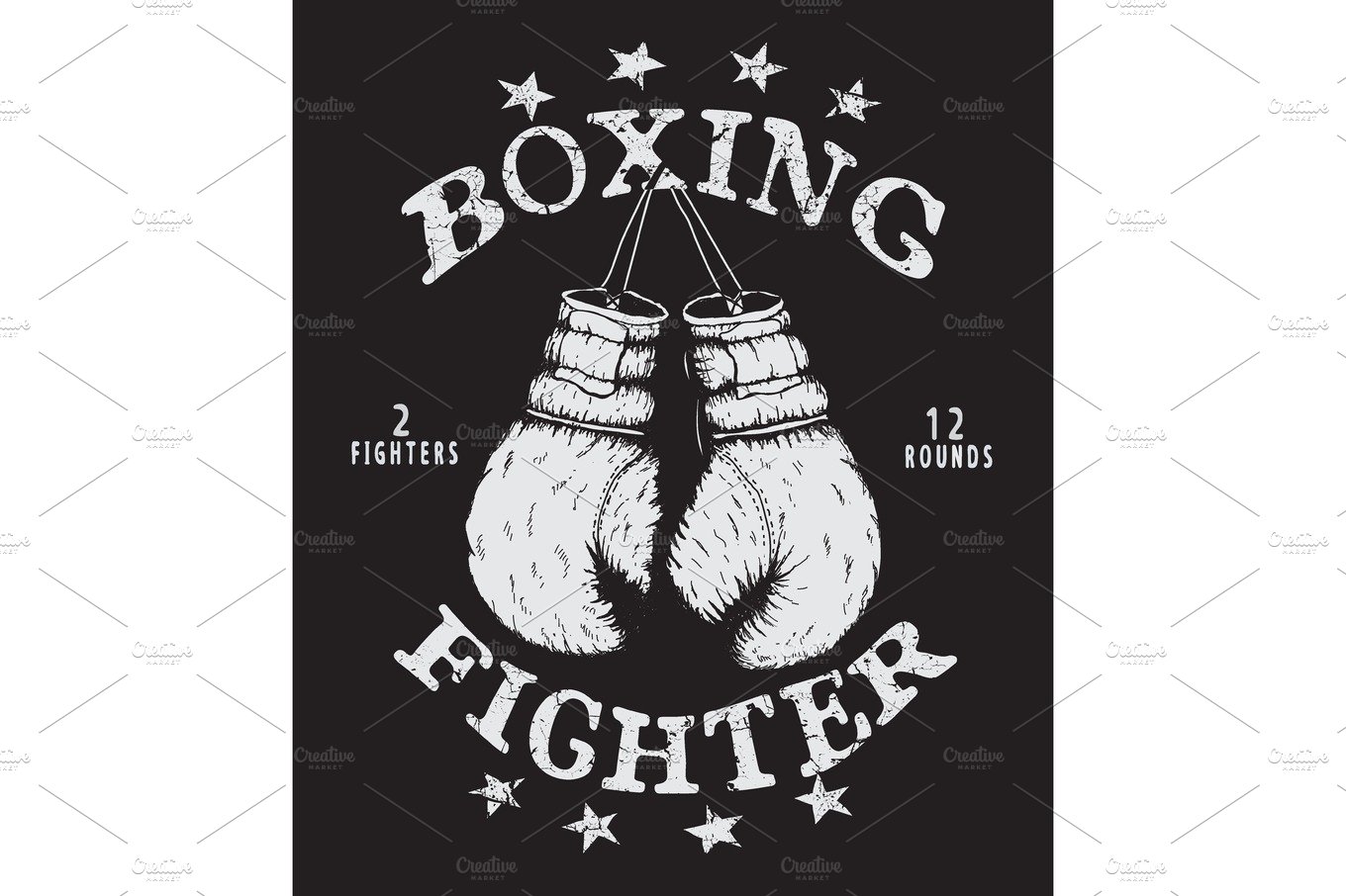 Vector label with boxing gloves cover image.