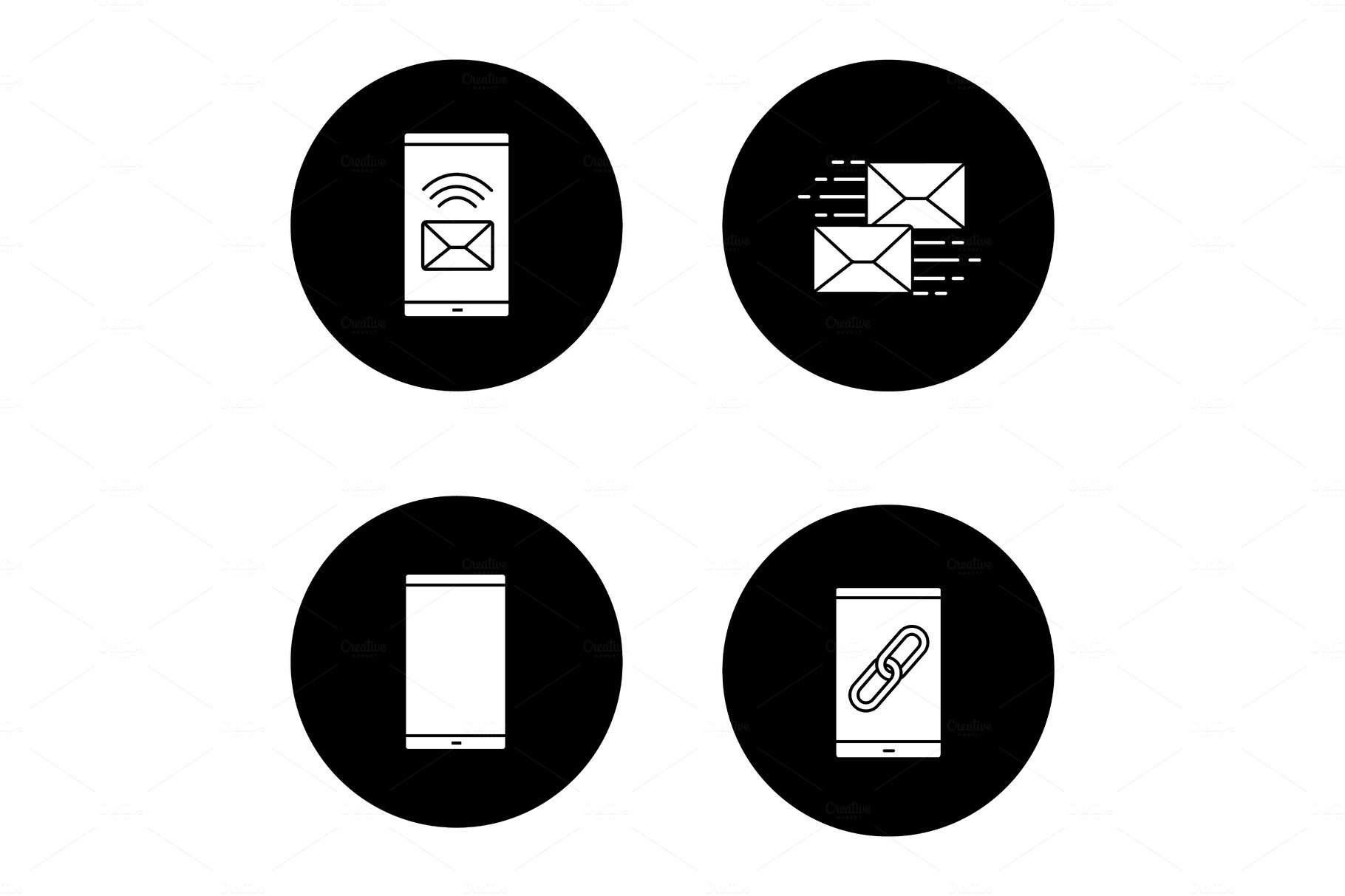 Smartphone apps glyph icons set cover image.
