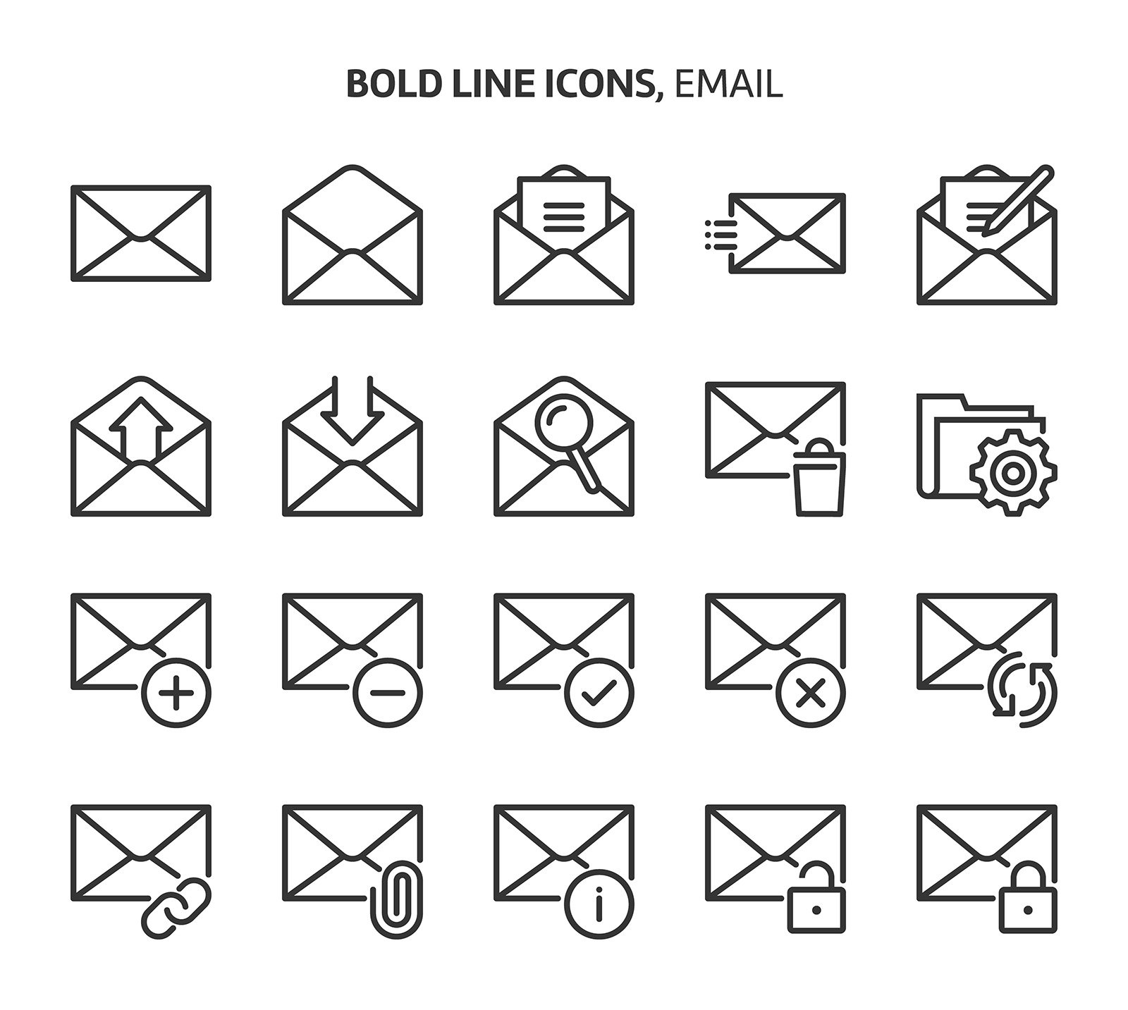 Email, bold line icons cover image.