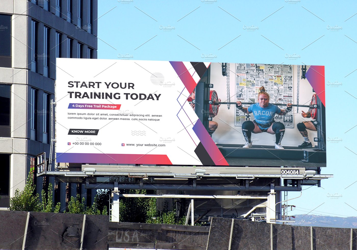 Gym & Fitness Billboard Design preview image.