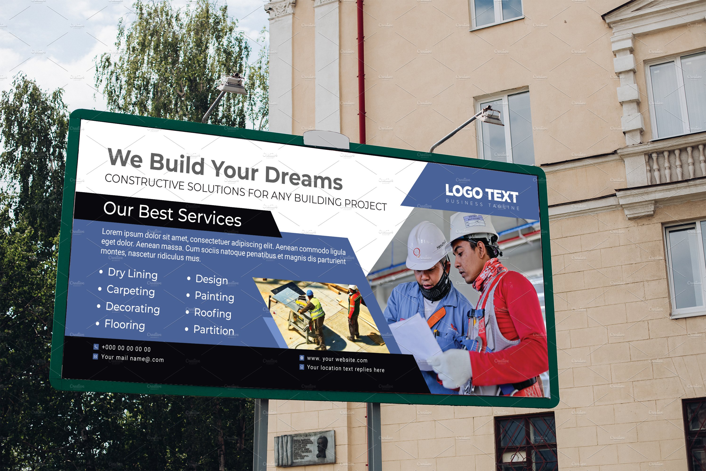 Construction Billboard Template preview image.