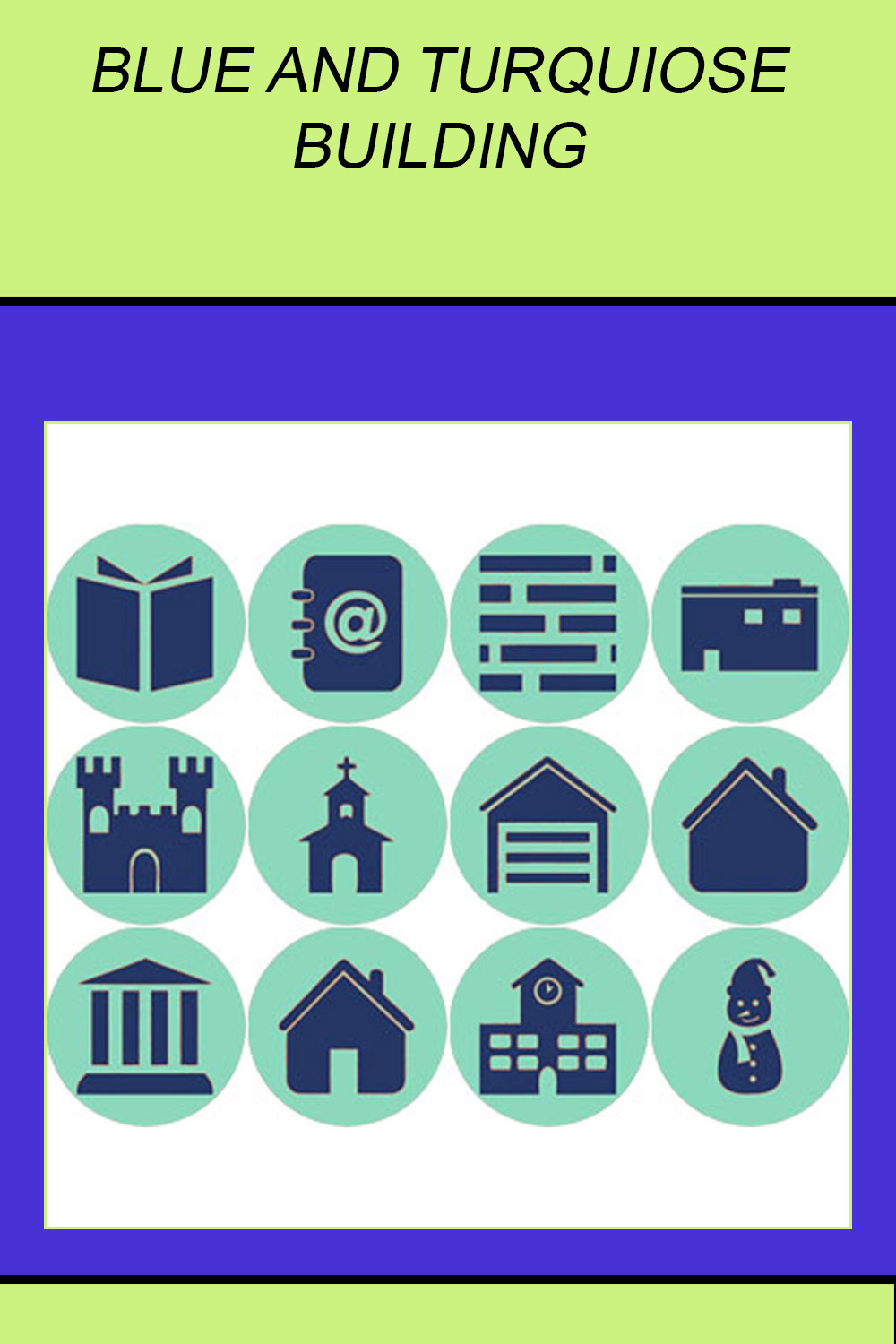 13 Blue and Turquoise building icons! pinterest preview image.