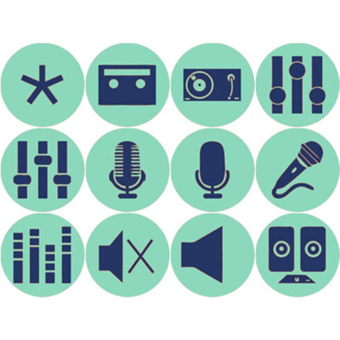 Blue and Turquoise Audio Icons cover image.