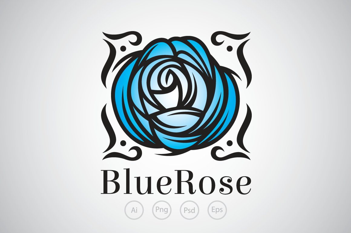 Blue Blossom Rose Logo Template cover image.