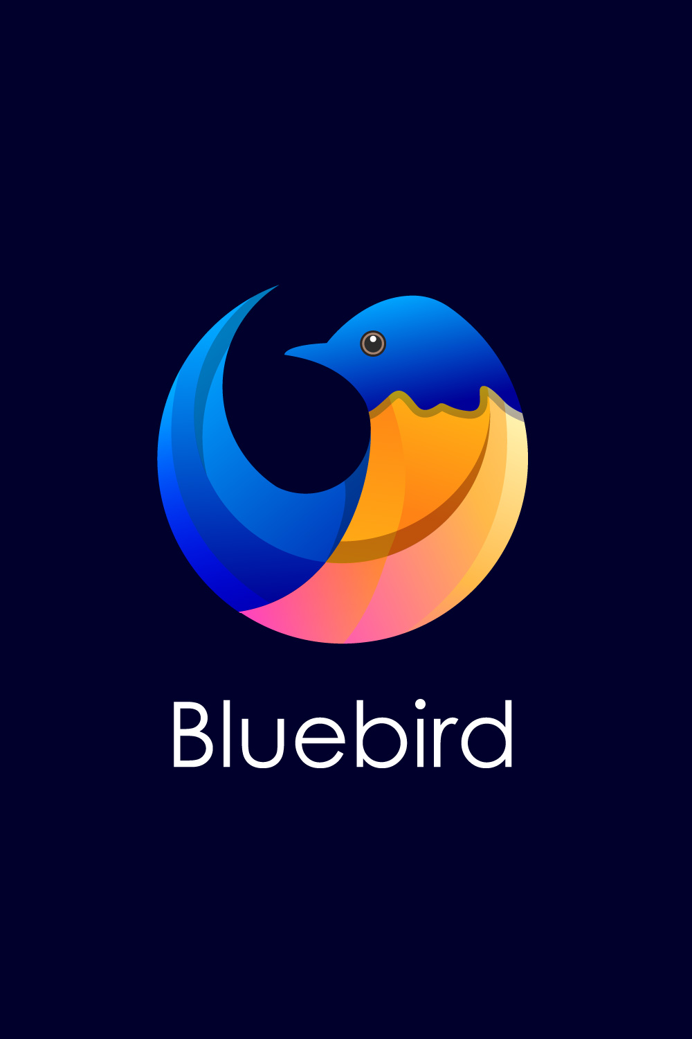 Modern colorful Bluebird logo design template vector illustration, Bird logo design pinterest preview image.