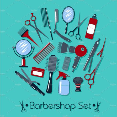 Barber and Hairdresser Tools Set cover image.
