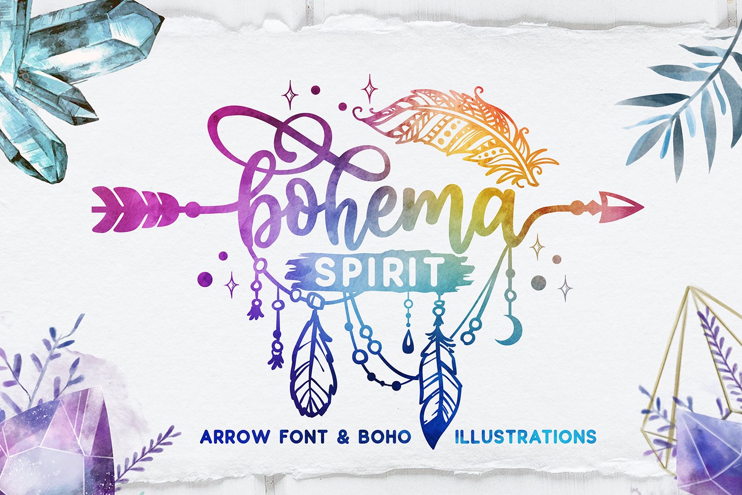 Bohema Spirit font and illustrations cover image.
