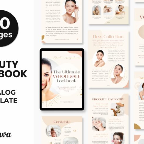 Boho Beauty Catalog Template Canva cover image.