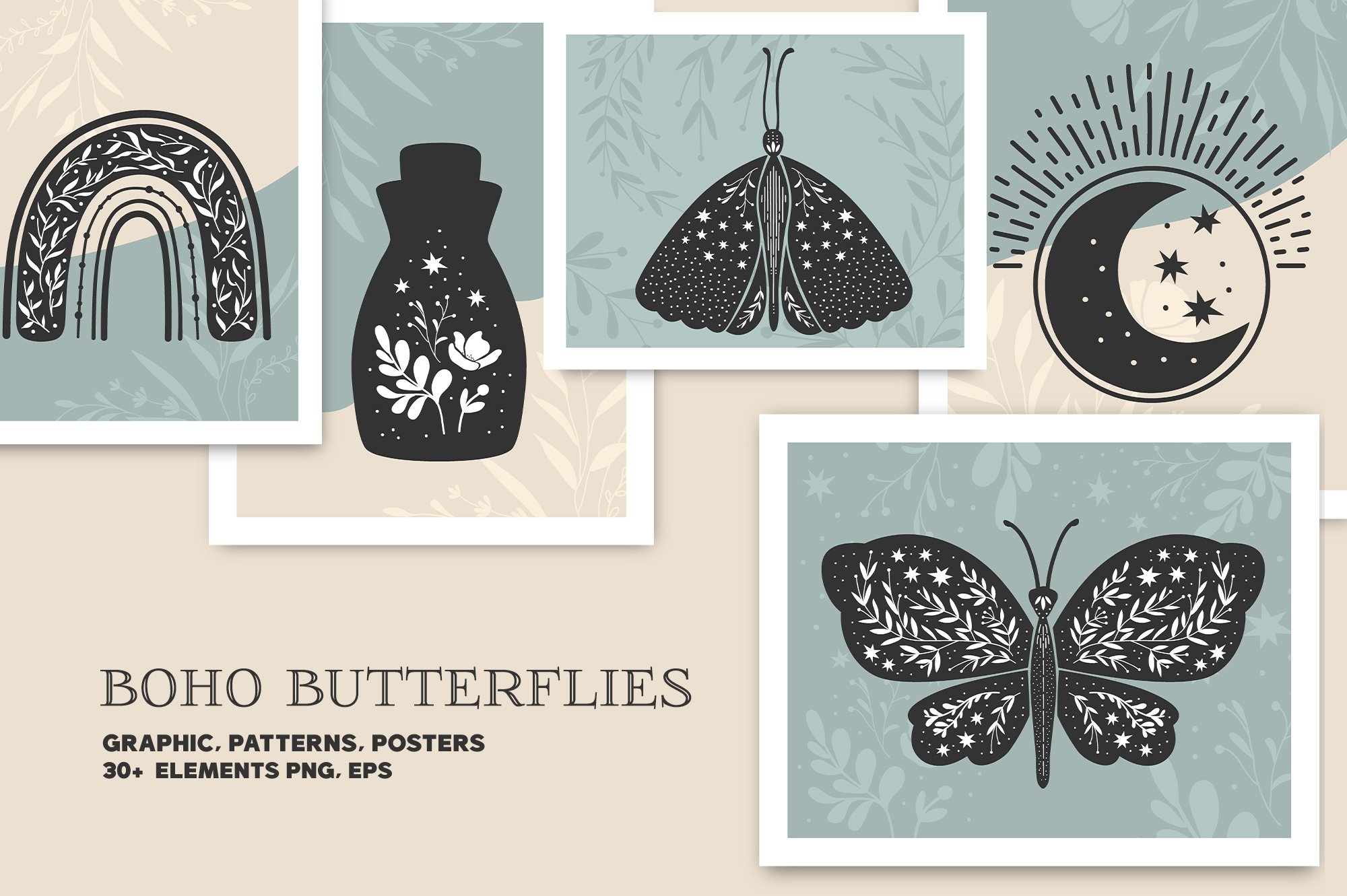 Boho Butterflies Vector Graphics cover image.