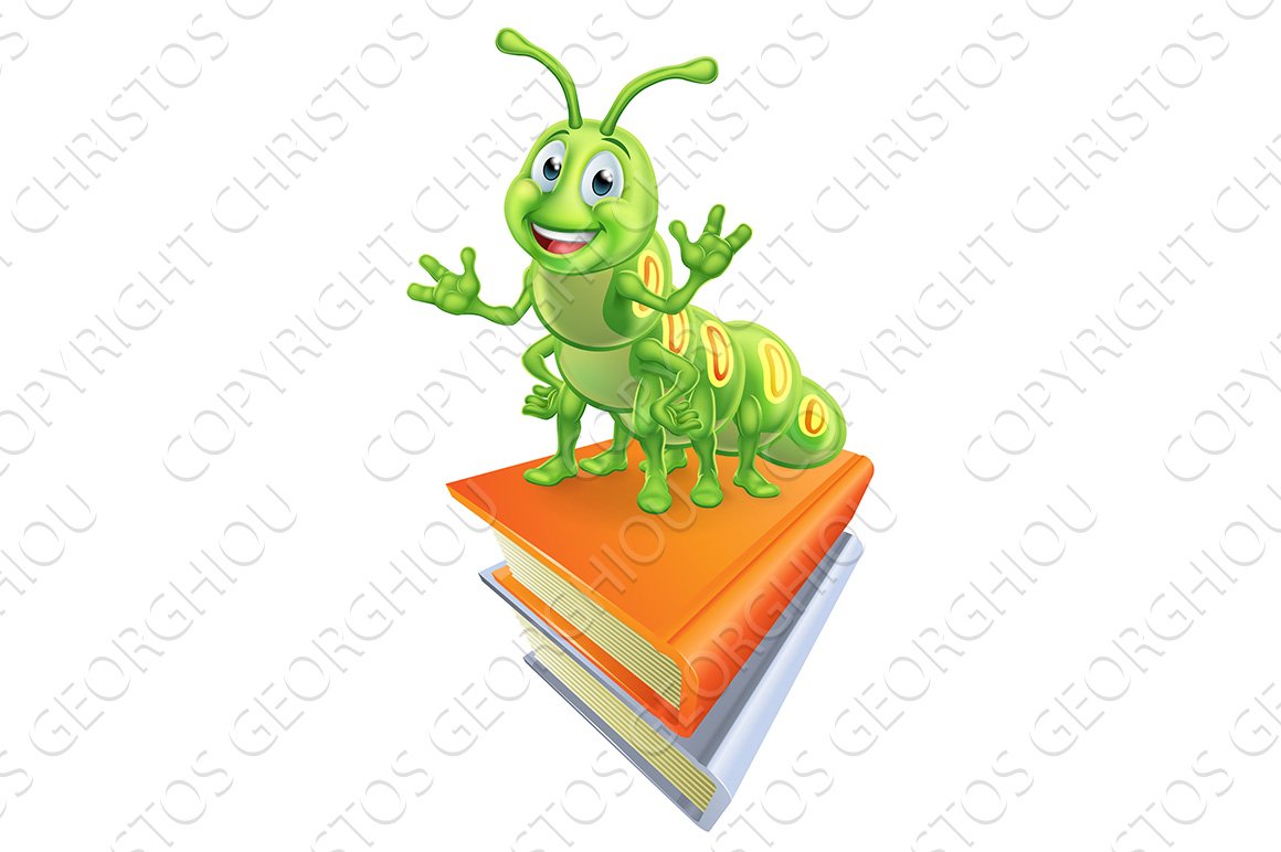 Caterpillar Bookworm Worm on Books cover image.