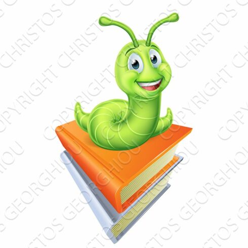 Bookworm Caterpillar Worm on Books cover image.