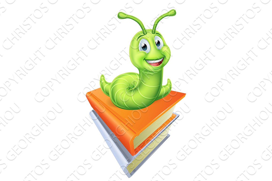 Bookworm Caterpillar Worm on Books cover image.