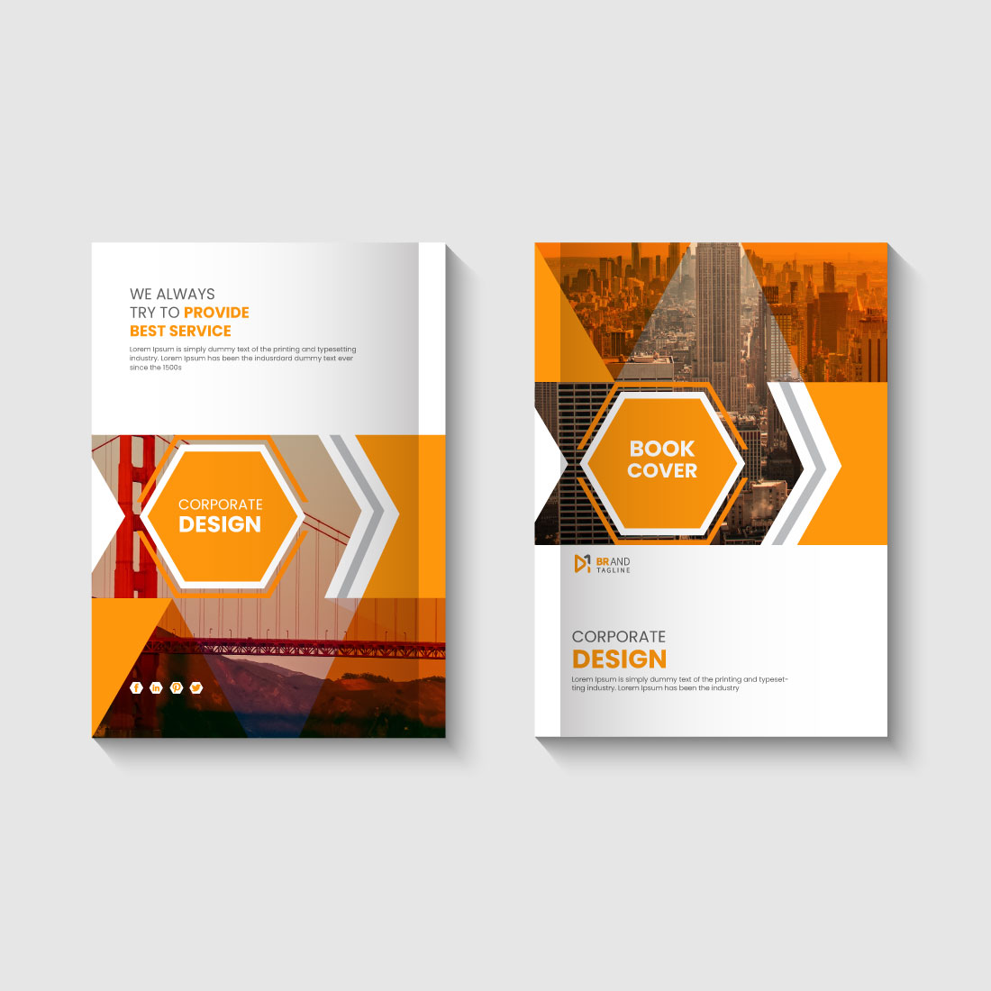 Cover brochure layout annual report template preview image.