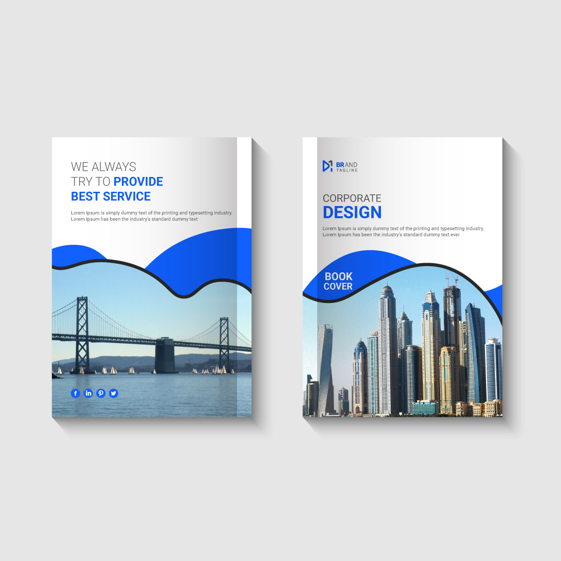 Modern company annual report corporate book cover template preview image.