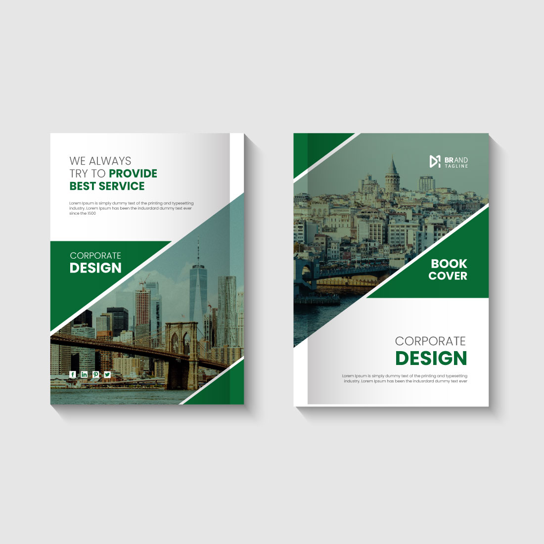 Annual report business brochure clean design template preview image.