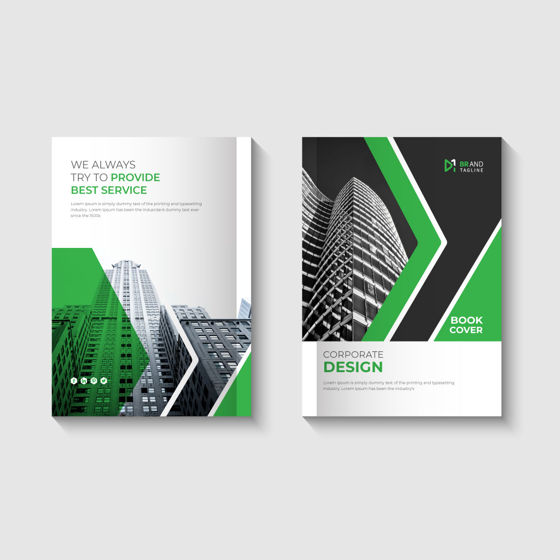 Corporate modern business book cover design template preview image.