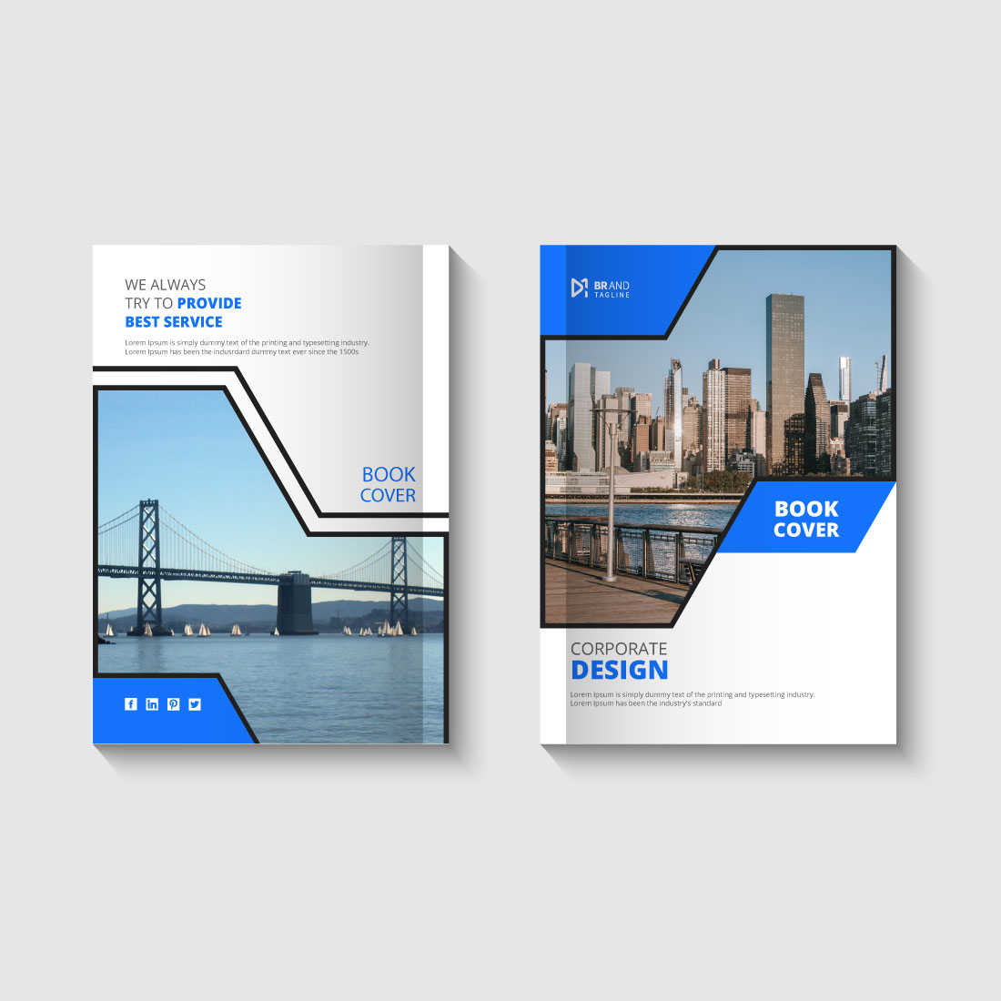 Modern company annual report business book cover template preview image.