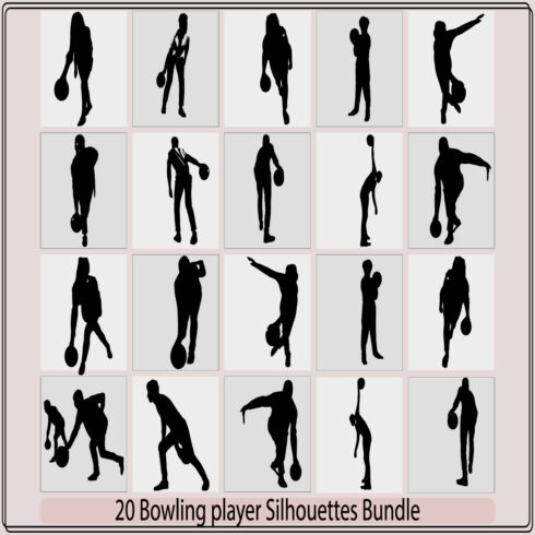 Bowling Sport Players Men and Women Pose Cartoon Graphic Vector,illustration of man playing bowling,bowling people silhouettes cover image.