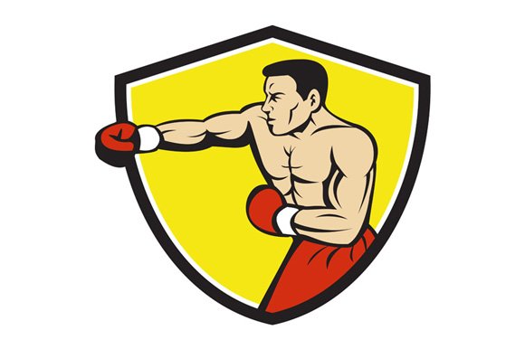 Boxer Jabbing Punching Crest Cartoon cover image.