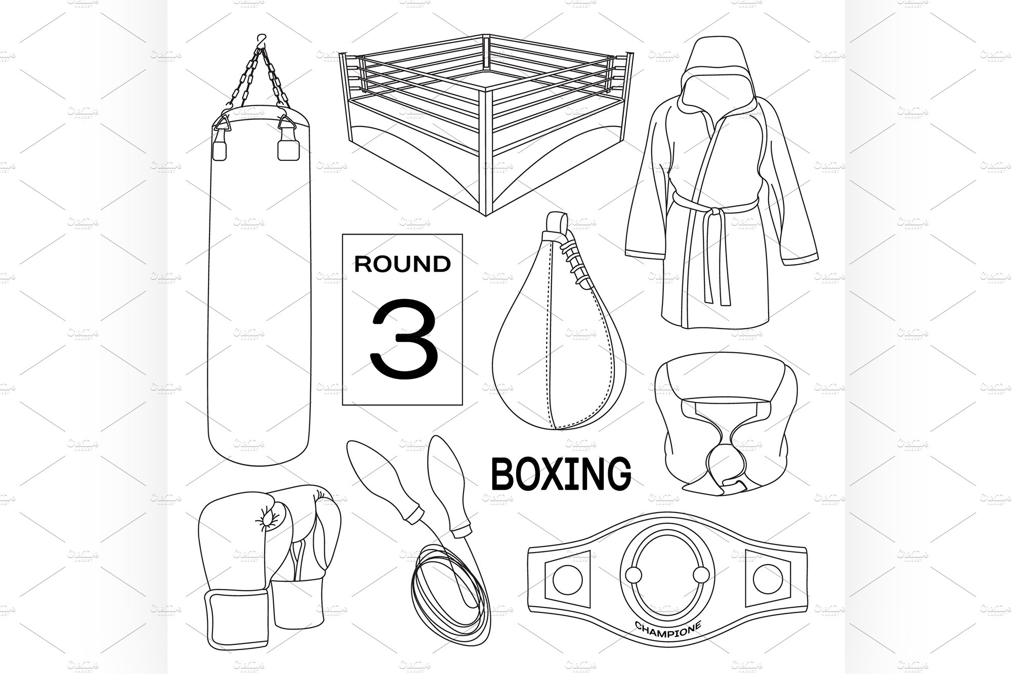 Boxing vector design elements. cover image.