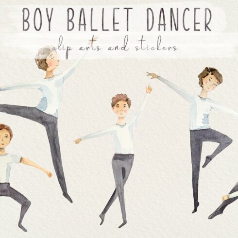 Ballet Dancer Watercolor Clipart Set cover image.