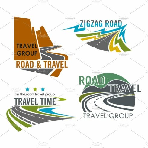 Road travel or highway construction vector icons cover image.