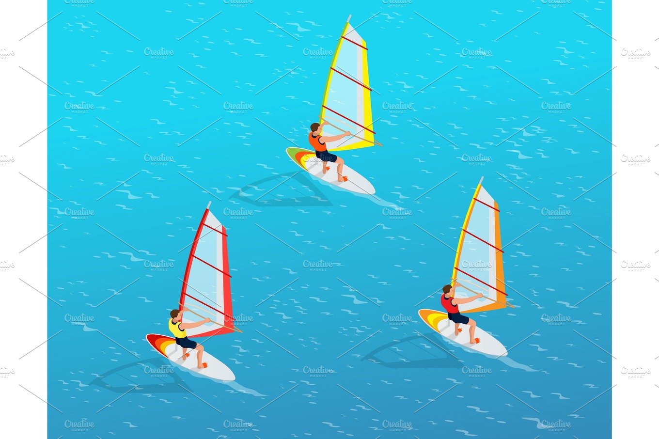 Windsurfer on a board for windsurfing. cover image.