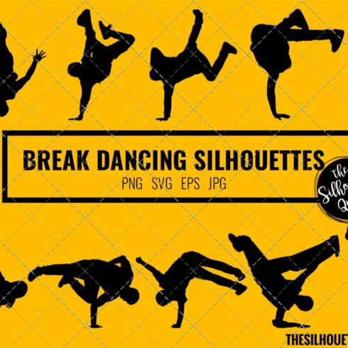 Male Break Dancing silhouette vector cover image.