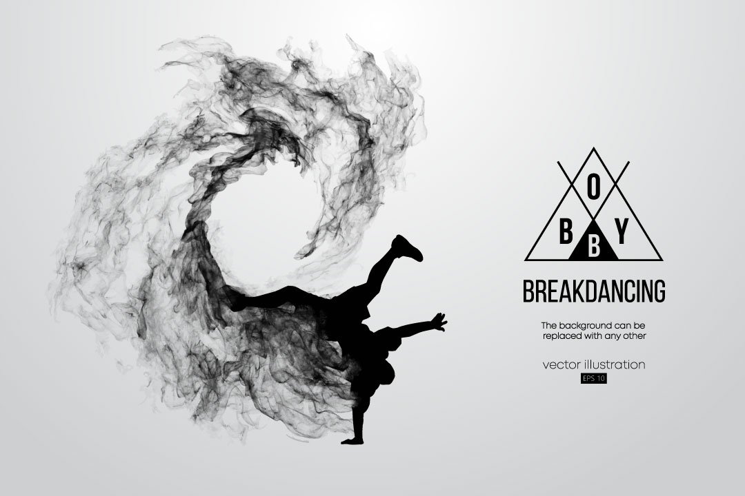 silhouette of a breakdancer man cover image.