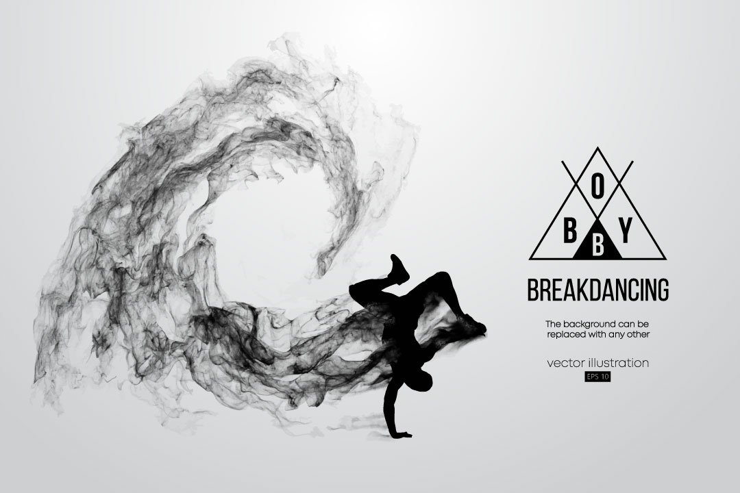 silhouette of a breakdancer man cover image.