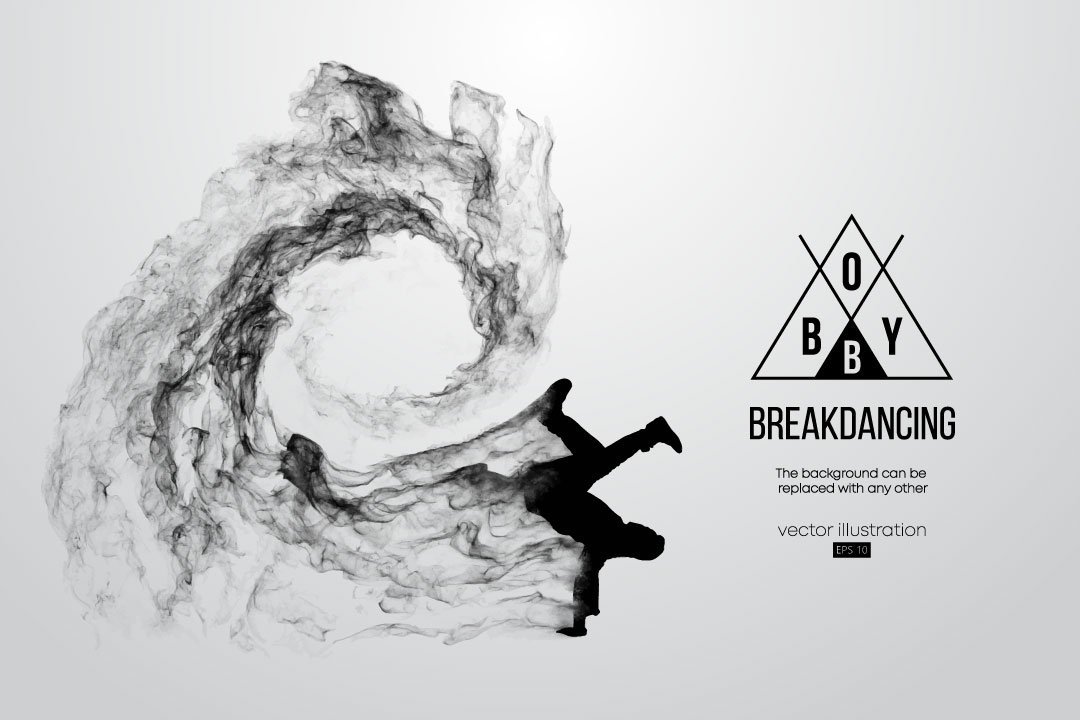 silhouette of a breakdancer man cover image.