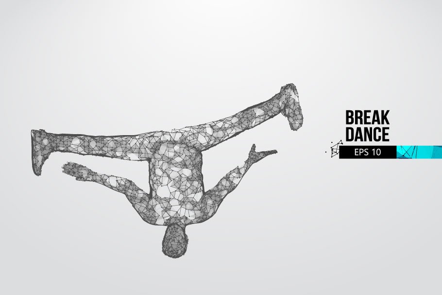 Silhouettes of a breake dancer man preview image.