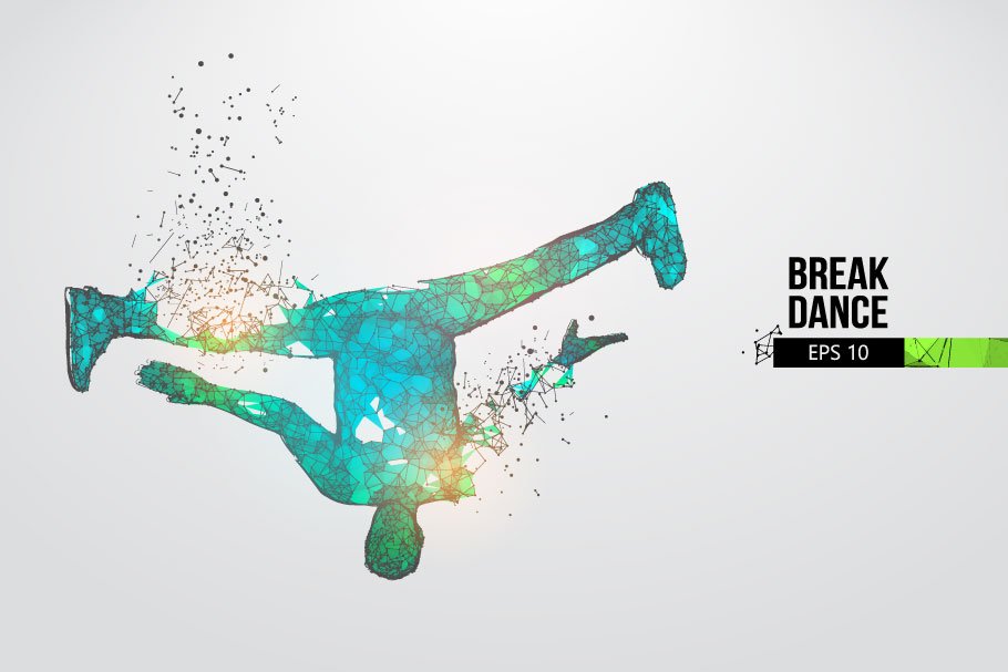 Silhouettes of a breake dancer man cover image.