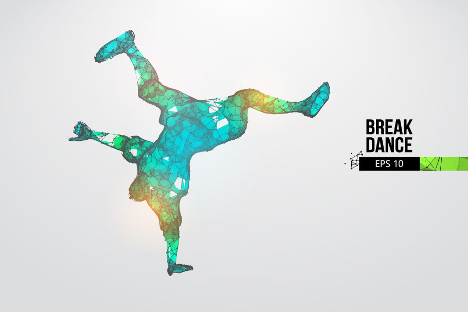 Silhouettes of a breake dancer man preview image.